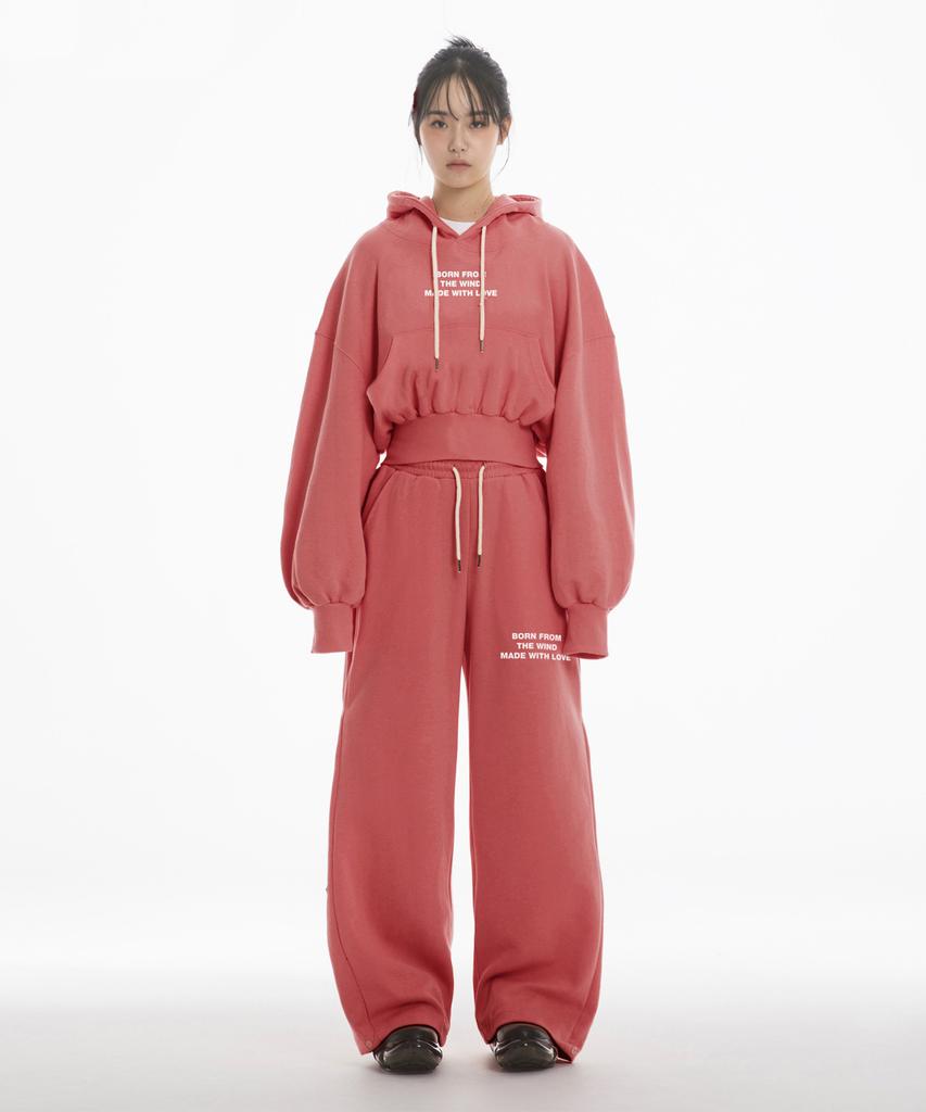 (Setup) Mwl Crop Hoodie+Snap Pants - Red
