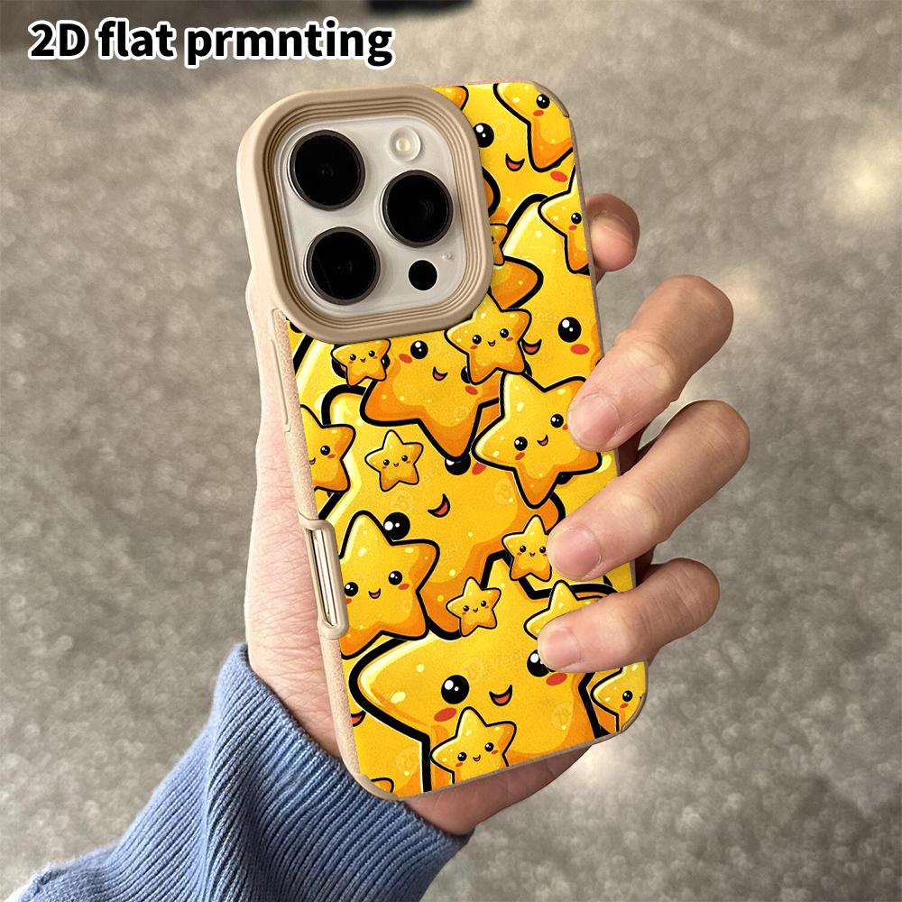 Phone Case: 2D flat lambskin suitable for iPhone 18 17 16 15 14 13 Pro film protective case,cartoon little stars, Christmas and Halloween gift