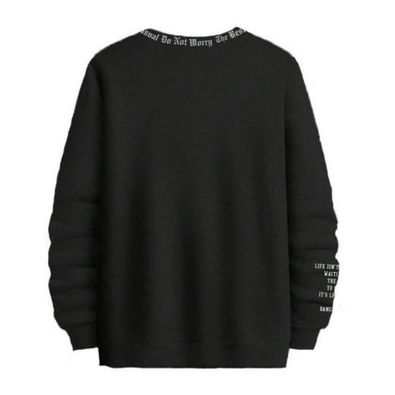 Autumn and Winter Round Neck Long Sleeve Men's Letter Printed Pullover Thick Loose Soft Warm Medium-length Slim Casual Jacket