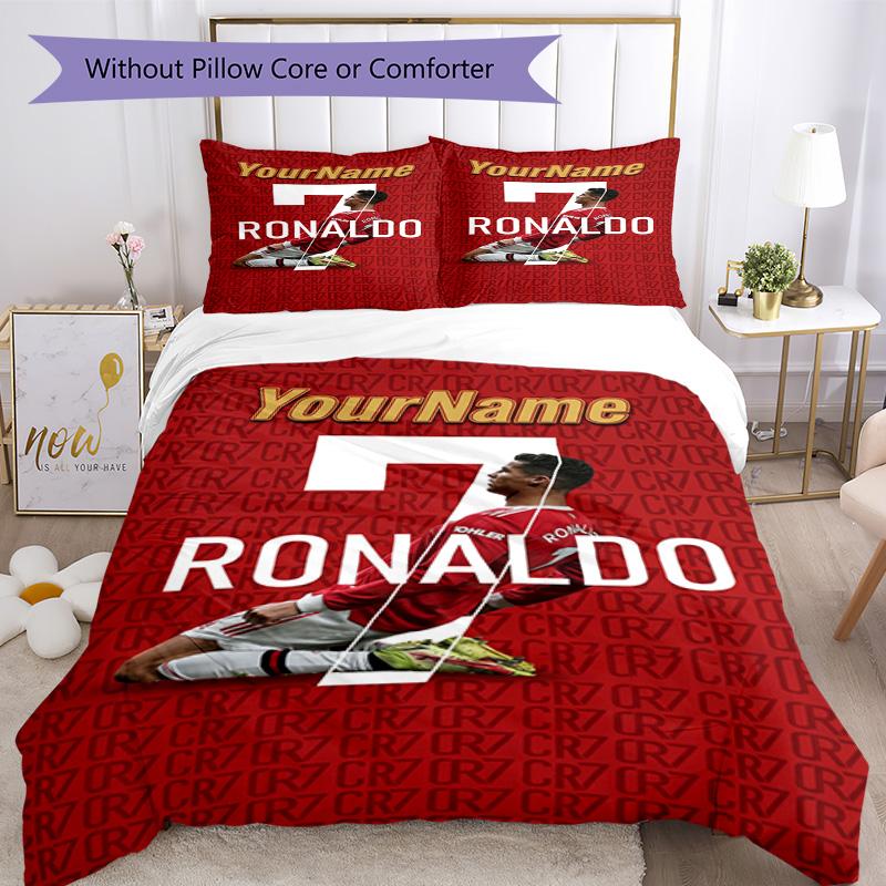 Cristiano Ronaldo 22 Customize Your Name Bedding Set Breathable Duvet Cover with Pillowcases Home Decoration Birthday Gift