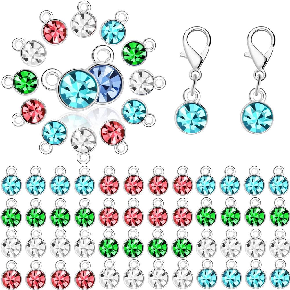 20/50/100pcs Jewelry Pendant Birthstone Earrings Flower Shining Pendant Bracelet Shining Birthstone Enamel Jewelry Earring Accessories