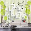 3D Mural Modern Abstract Style Wallpaper For Living Room TV Backdrop Green Tree And Bird Geometric Wall Paper Home Decor