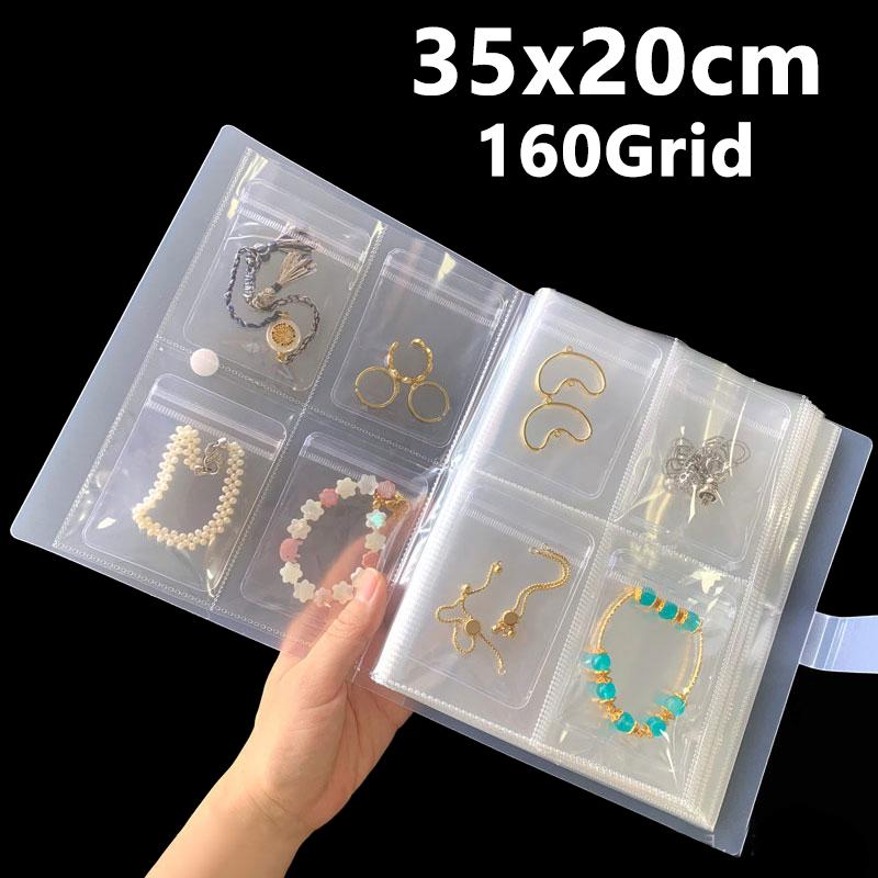 240Grid Transparent Jewelry Organizer Storage Albums Gift with Box Reclosable Necklace Rings Earring Bags Portable Jewelry Boxes