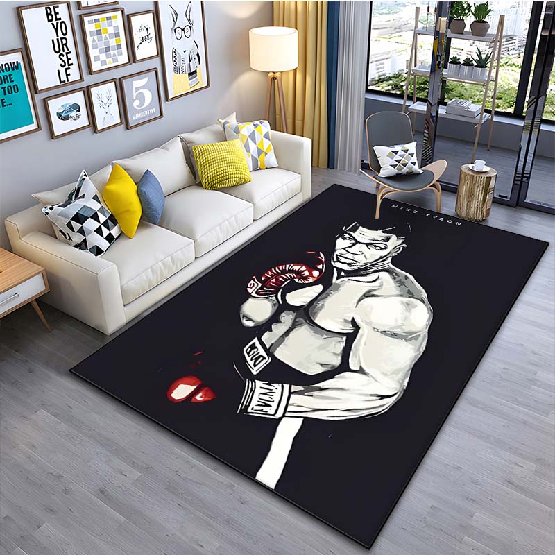 Boxing King Pattern T-Tyson Carpets 15 Sizes Living Room Bedroom Bedside Floor Mat Area Rug Man Cave Home Cloakroom Decoration