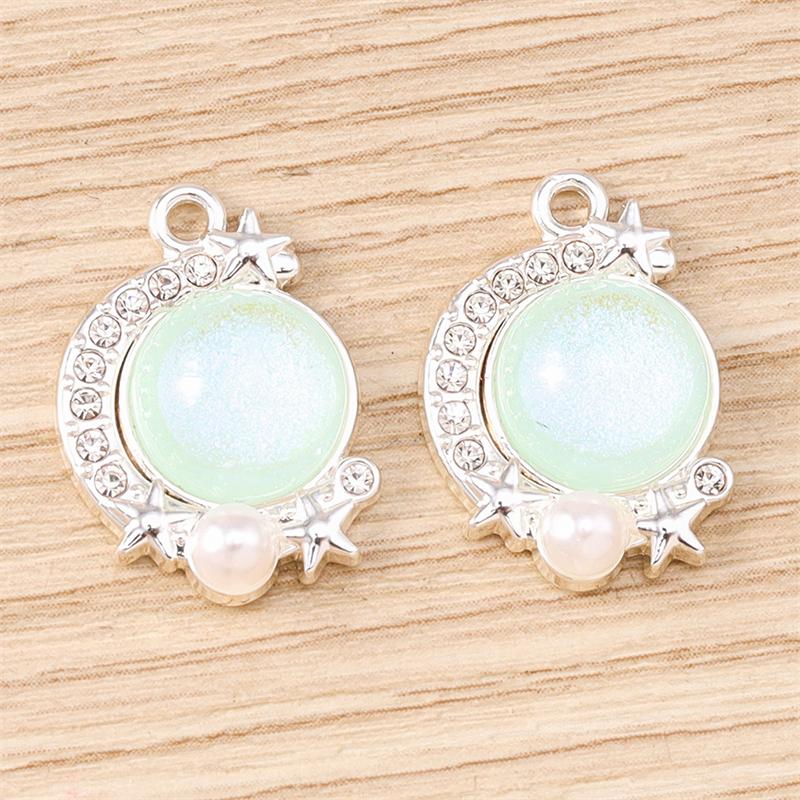 5pcs 14x20mm Elegant Colorful Crystal Moon Charms Pendants for Jewelry Making Drop Earrings Necklaces Bracelets DIY Crafts Gifts