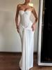 European American Women's High Waist Lace-Up Bandeau Dress, Solid Color, Slim Fit, Style 8203.