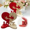 Romantic Wooden Heart Shaped Ornament Love Hug Themed Decor Exquisite Handmade Craft for Home Decoration Sweet  Valentines Day