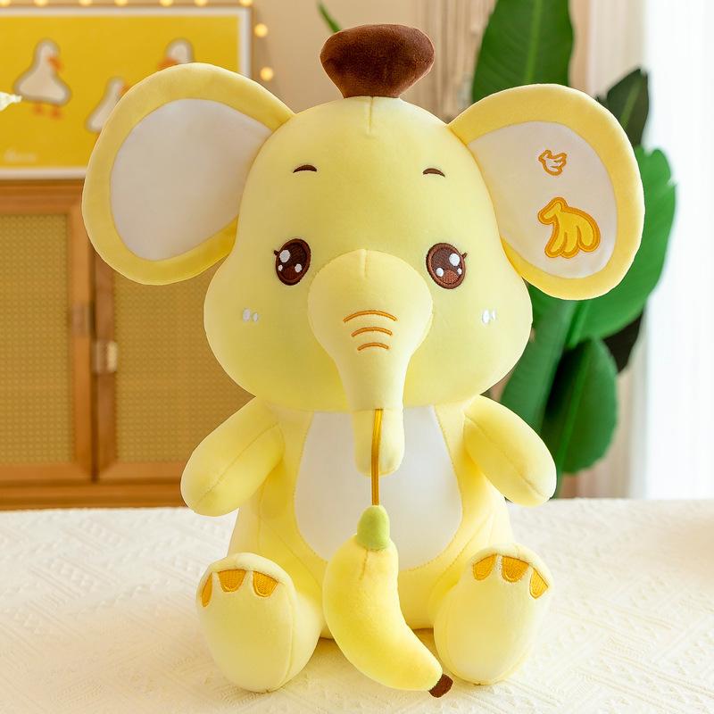 New Banana Elephant Plush Toy Doll Cute Elephant Animal Pillow Doll Pushes Birthday Gift Girl