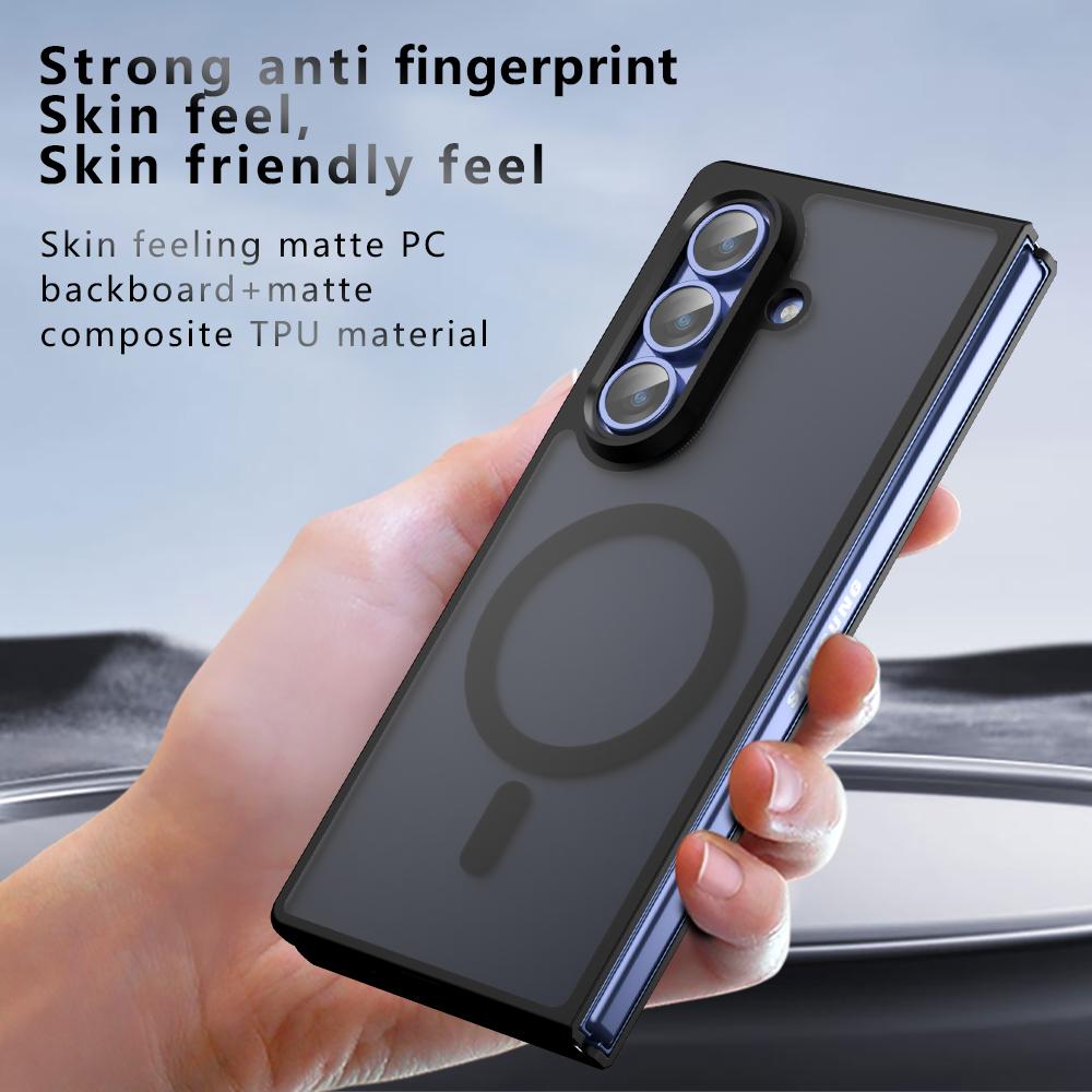 Capa de Telefone Anti-queda com Airbag para Samsung Galaxy Z Fold 7 6 5 Fold7 Fold6 Fold5 para Magsafe Capa Traseira Magnética Transparente CL007