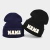 Autumn and Winter New Towel Embroidered Letter MAMA Knitted Hat Women's Solid Color Warm Knitted Pullover Hat Ear Protector
