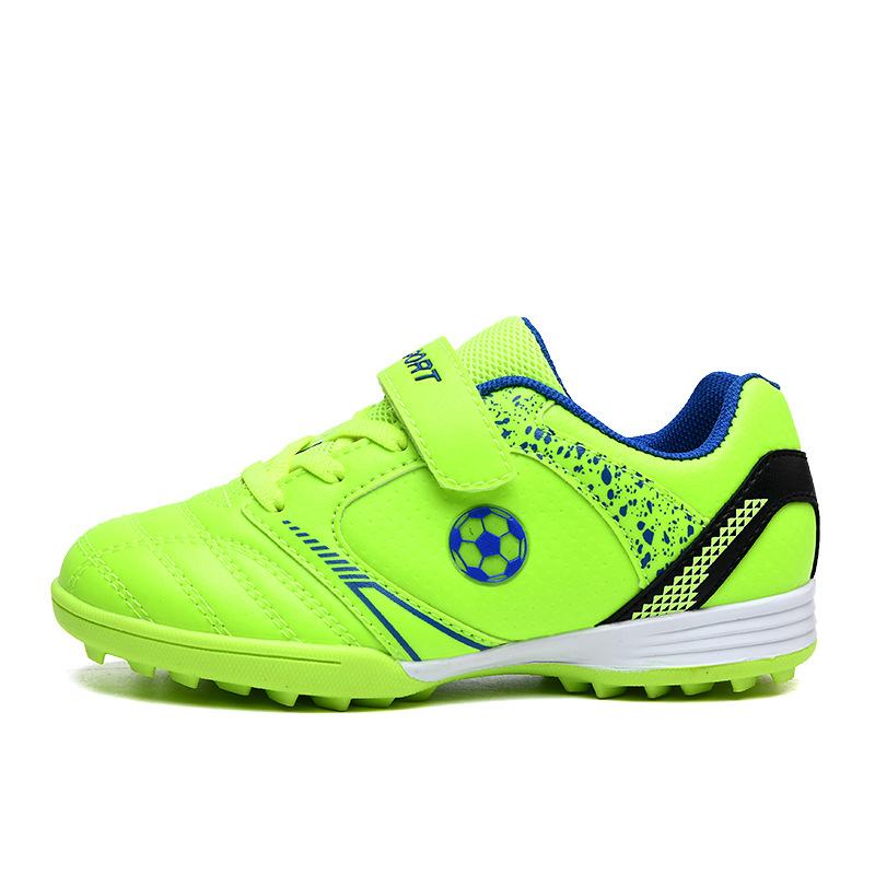 Printemps et Automne Nouveaux Chaussures de Football pour Garçons et Filles Enfants Jeu Extérieur Gazon Entraînement Chaussures de Sport Crampons Cassés Velcro Chaussures de Course