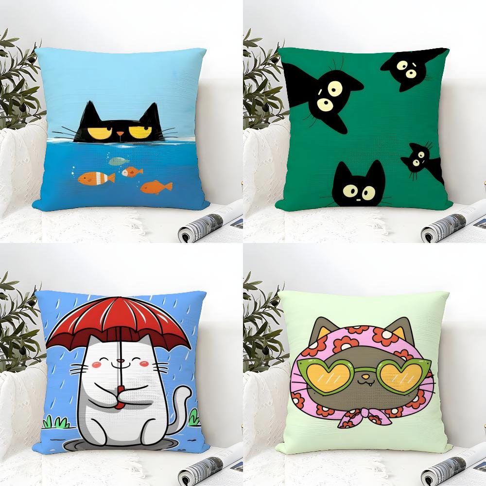 Fashing and Surprising Cat Patterns Pillow Case Natural Linen Double-Sided Printing Sofa Home Decor Cushion Cover