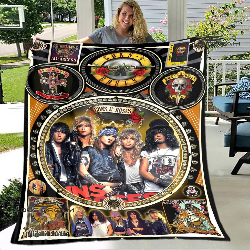 Guns n'roses band retrotryck filt Flanell Mjuk Komfortfilt Hem Resefilt Barn Varm Filt födelsedagspresent