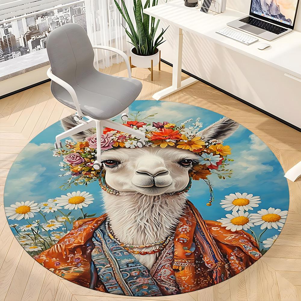 1pc Llama, Boho Chair Carpet for Office, Non Slip, Soft and Durable Office Rug