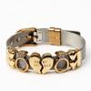 Two-tone Stainless Steel Mesh Bracelets For Women Men Golden Love Heart Beaded 10mm Ribbon Mesh Bracelet & Bangle Gifts