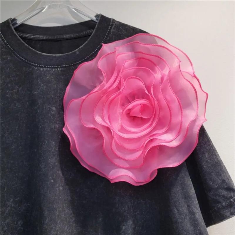 Brooch Accessories Rose Flower Patch Clothing Dress Neck Decoration Artificial Chest Flower Handmade Organza 3D Flower Corsage