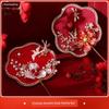 Archaistic Circular Fan Fan Bride Wedding Tie Xiuhe Clothing Fan Chinese Wedding Wedding Fan Bridal Bouquet Finished Round