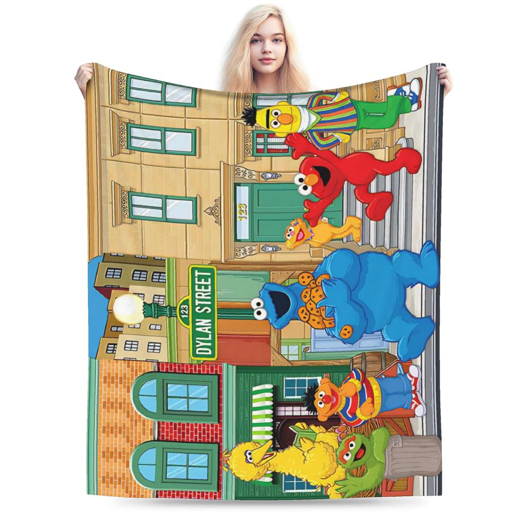 Sesame Street Cartoon Blanket Elmo Lovely Flannel Funny Breathable Throw Blankets for Bedding Lounge Textile Decor