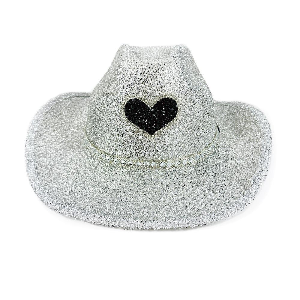 Western Cowboy Hat Glitters Cowgirls Cap Fashion Stage Show Hat  for Men Women