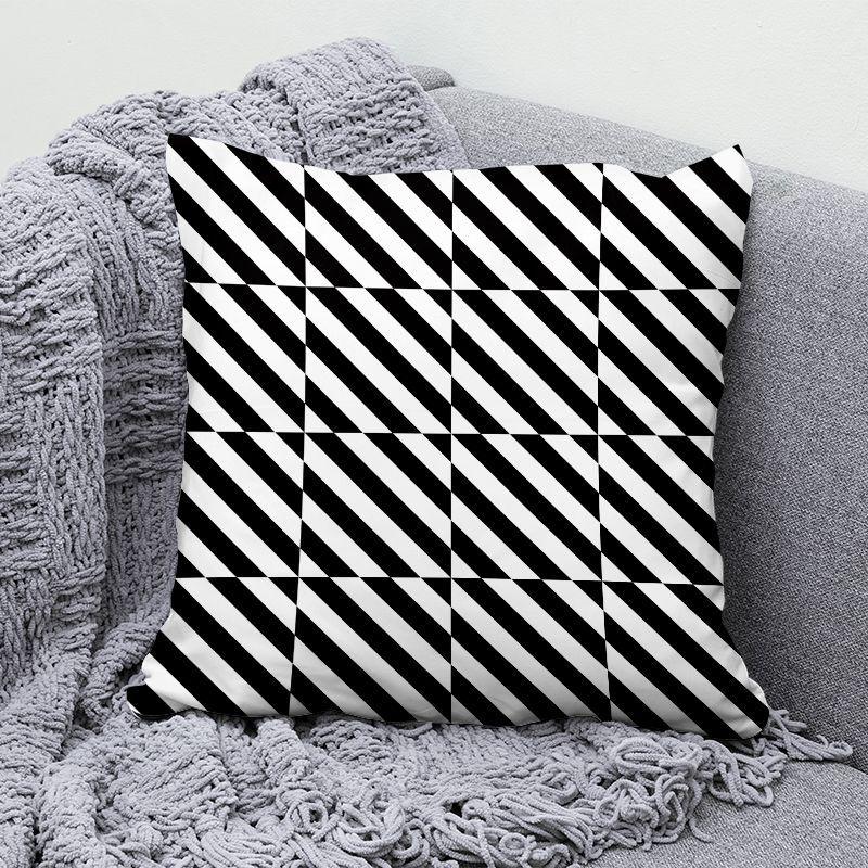 Simple Modern Black and White Geometric Pillow Cushion Living Room Sofa Pillow Back Super Pillow Case