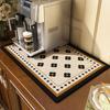 Draining Mat Double-sided Non-slip Fast Water Absorption Anti-scalding Imitation Tile Printing Coffee Machine Draining Pad Kitchen Supply