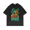 Summer Vintage Vintage Round Neck Giant Anime Pattern Printed Top Fashionable Casual Short Sleeved Men's Pure Cotton T-shirts