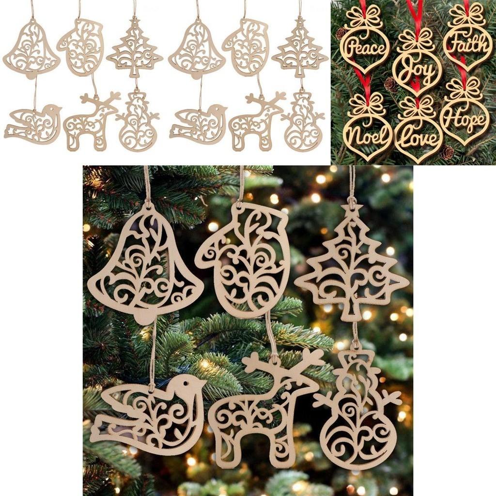 6 Stück Weihnachtsdekoration Holzanhänger Einzigartige Weihnachtsbaum Hängeornament Sammlung