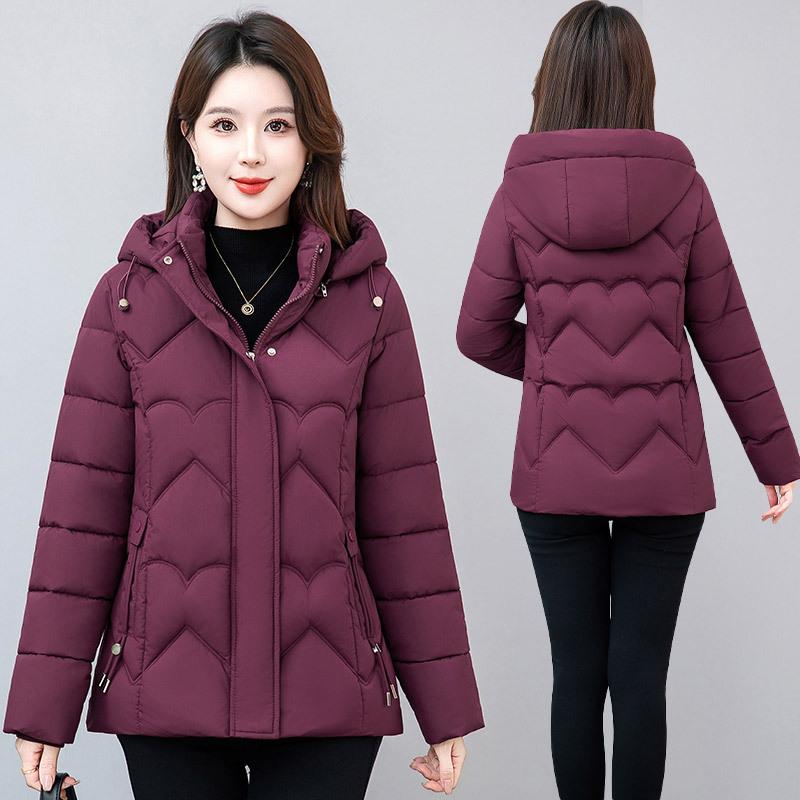 Middle-aged Temperament Hooded Padded Jacket Women's Large Size Autumn and Winter Mother Loose Padded Jacket