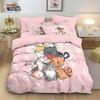 3Pcs Cute Cartoon Cat Printed Chipless Duvet Cover Set,Multi Size Bedroom Bedding Decoration,Comfortable Machine Wash