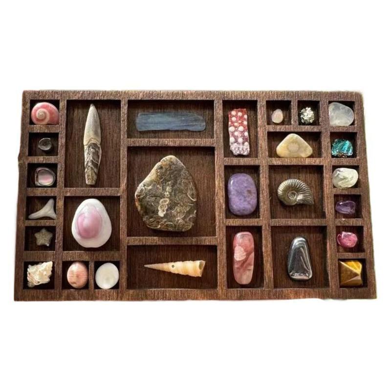 Miniatyr Prydnadshylla Mini Smyckeshållare Fack Smyckesdisplayhållare Vackra Träprydnader