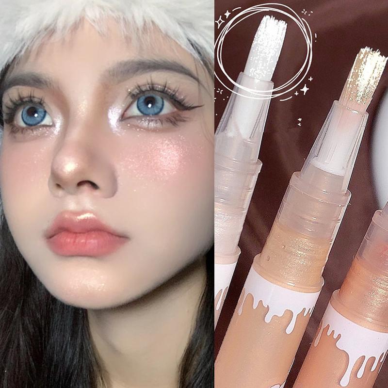 Waterproof Shiny Diamond Highlight Pen, Eye Makeup Highlighter, Waterproof Pearl White Brighten Silkworm Shadow Liquid Eyeliner