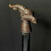 Antique Copper Finish Dragon Gothic Head Handle Cane Wooden Walking Stick Shift Gift
