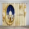 Ramadan Kareem Curtains Thin Shading Polyester Fiber Customized Print Curtains Suitable For Living Room Bedroom Kitchen Decor