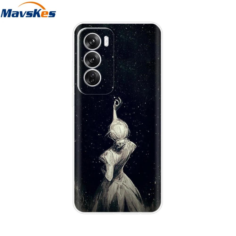 Capa OPPO Reno 12 Pro 5G Moda Flor Silicone Capa de Telefone Para OPPO Reno 12 Capa Reno12 Pro Para-choque 2024 TPU Macio Preto Fundas