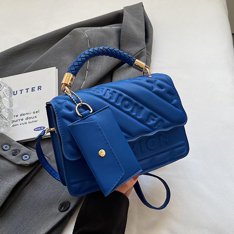 Fashion Women PU Leather Samll Square Shoulder Bag Vintage Solid Color Top Handle Crossbody Bag With Small Purse CLE