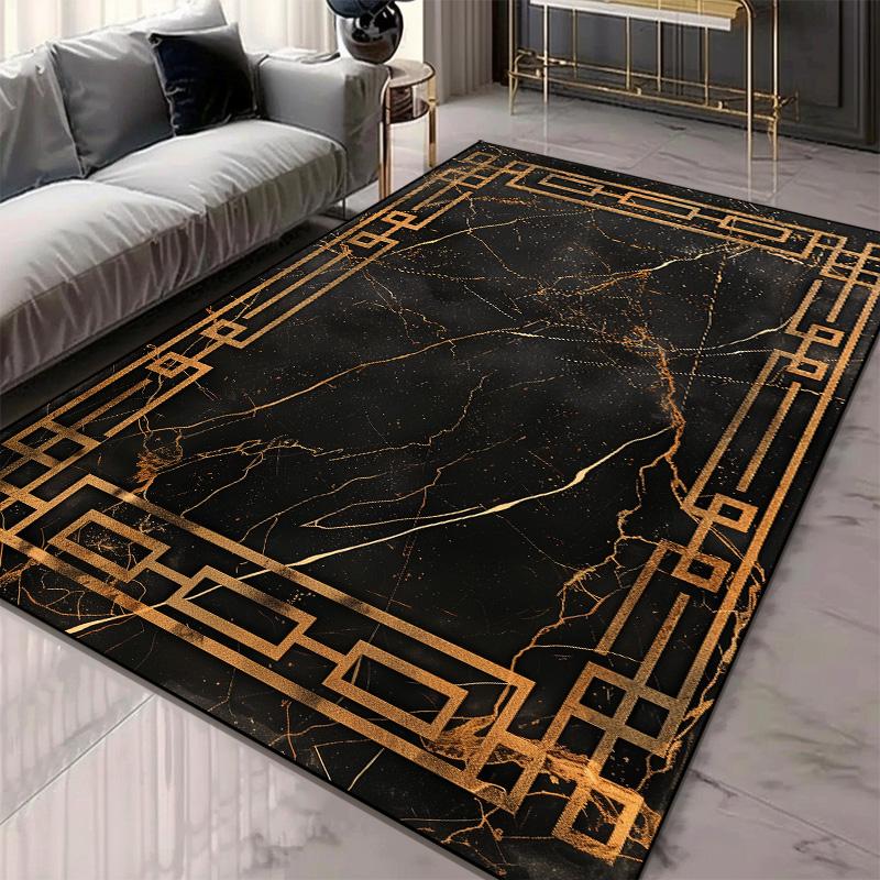 Moderne Wohnzimmerdekoration Dicker Kurzplüsch-Bereichsteppich Luxus-Marmormuster Teppich Rutschfestes Schlafzimmer Lounge Sofa Bodenmatte