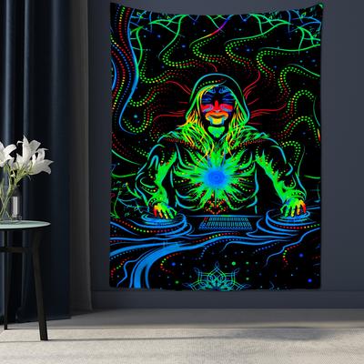 Psychedelischer Todespilz-Wandteppich, bunt, abstrakt, Bohemian-Hippie-Hexerei, Wohnheim-Dekor