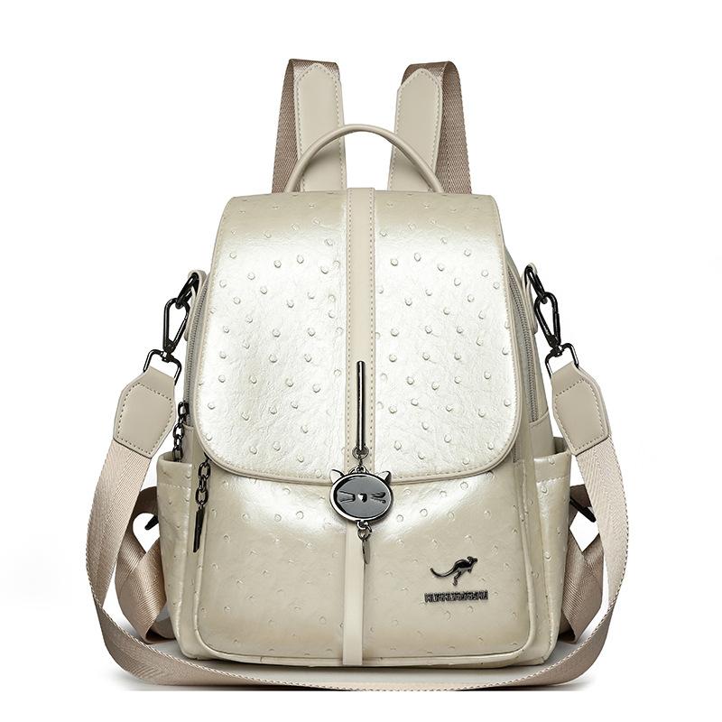 PU Backpack Women's Large Capacity Travel Backpack Retro Multifunctional Shoulder Bag