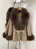 2025 Autumn/Winter Elegant Slimming Double-Sided Cashmere Coat with Faux Fox Fur and Belted Waist