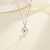 Exquisite Mosang Stone Ring Necklace for Female Minority Design: Geometric Round Sparkling Clavicle Chain