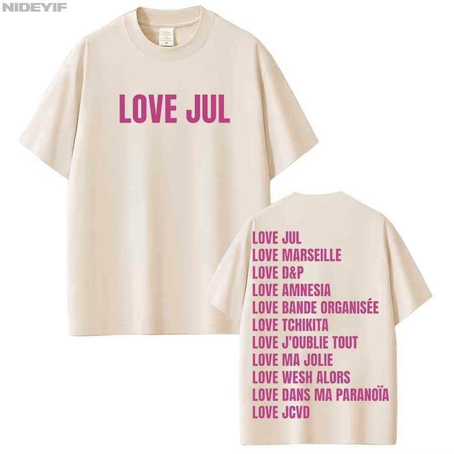 France Rapper Jul Tour 2026 T Shirt for Unisex Women Hiphop Streetwear Oversized Tops 100 Cotton TShirt BLACK JUL20