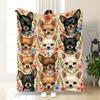 Chihuahua Dog Floral Flannel Throw Blanket, Cute Chihuahua Puppy Flower Print Soft Cozy Blanket for Dog Lover Sofa Bedroom Pet Home Gift