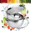 Multi Function Slicer, Fruit and Vegetable Shredding Bowl ,Multifunctional Stainless Steel Sink Drainer Basket for Kitchen