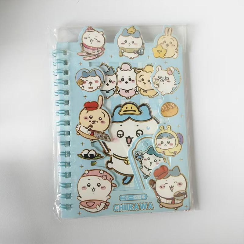 Chiikawa Cute Sticker Notebook 3-In-1 Cartoon High-Quality Stickers Journal Planner With Fun Stickers For Fun Diy Stationery