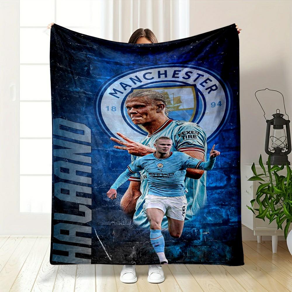 Manchester City Designed Flannel Blanket for Bedroom, Living Room, Sofa, and Nap