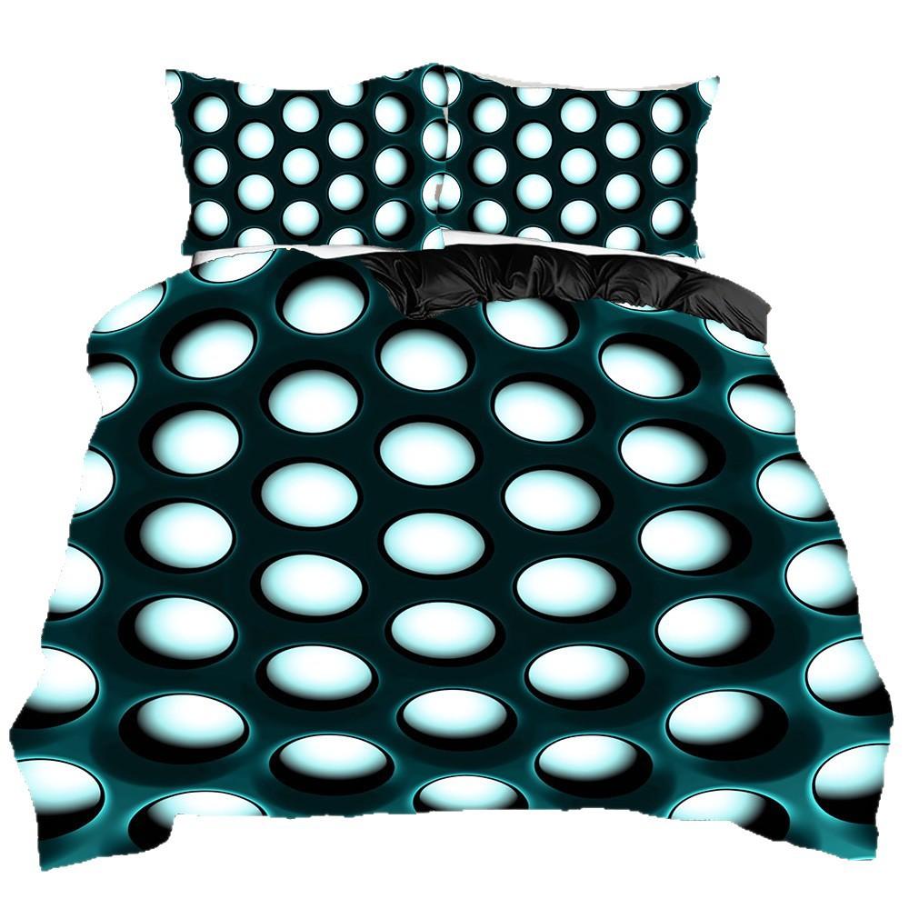 Three-Piece Honeycomb Quilt Cover 3D Digital Printing Bedding Kit
