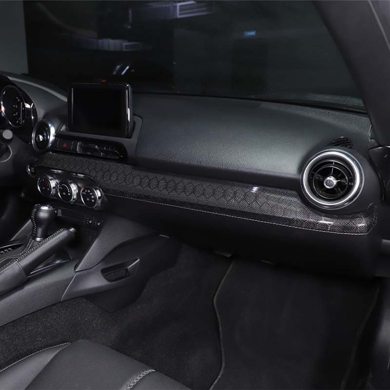 LHD Für Mazda MX-5 2016-2026 Echte Kohlefaser Auto Mittelkonsole Armaturenbrett Panel Dekorationsabdeckung Aufkleber Innenzubehör