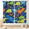 Kids Dinosaur Curtains For Boys Room, Cartoon Dino Funny Cute Dinosaur Safari Animals Colorful Window Treatments Drapery For