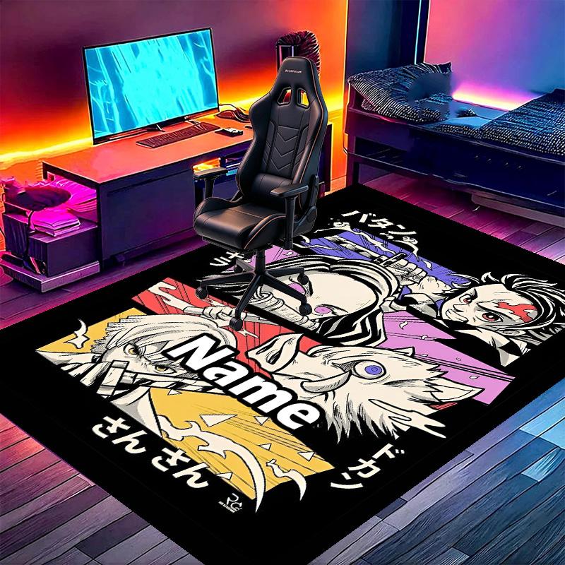 Op Maat Gemaakte Gepersonaliseerde Demon Slayer Print Tapijt, Veelzijdig Huisdecoratie Kleed, voor Speelkamer, Appartement, Balkon, Entree, Hal Cadeau
