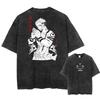 Tricou Negru Spălat Streetwear Modă Bărbați Tricou cu Imprimeu Grafic Anime Japonez Topuri și Tricouri Supradimensionate de Vară din Bumbac